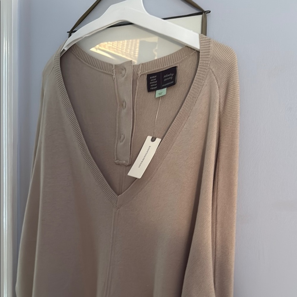 Anthropologie Tan Long Sleeve Dress